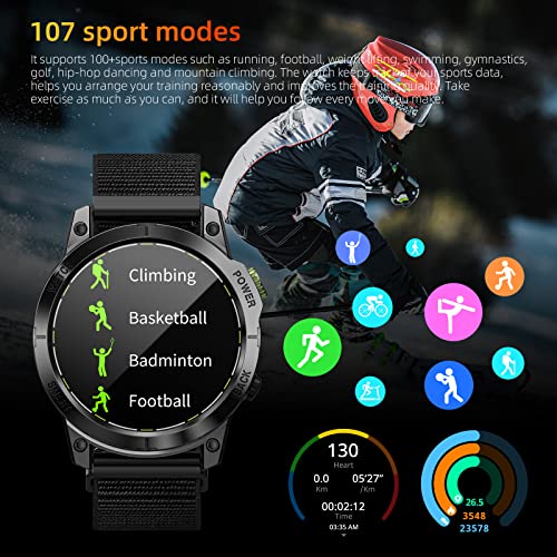 LOKMAT Military Smart Watch for Men,1.45" Full Screen Tactical Watches, Answer/Dial Calls AI Voice Smart Watches for Android iPhones Fitness Tracker Heart Rate/Sleep Monitor/Blood Pressure (Black)