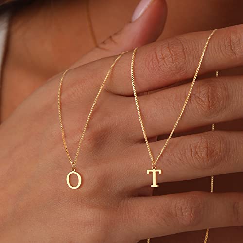 Foxgirl Gold Initial Necklaces for Women, Dainty Box Chain Letter Necklace Tiny B Pendant Choker Necklace Handmade Cute Personalized Letter Name Necklace Gold Jewelry Necklace for Teen Girls Gifts