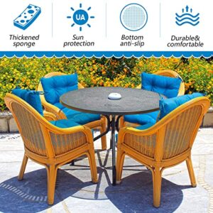 Marsui 6 Pcs Outdoor Indoor Seat and Back Chair Cushions Tufted Pillow All Weather Seasonal Replacement Cushions with Ties Patio Furniture Cushions Outdoor Furniture (Blue)