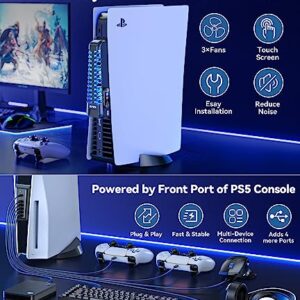 Upgraded PS5 Cooling Fan with USB HUB Bundle Kit, Quieter External PS5 Fan with 3 Different Fan speeds, PS5 USB HUB for PS5 Accessories with Charger & Data Transmission, PS5 Fan for PS5 Disc & Digital