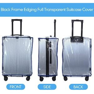 3 Pcs PVC Luggage Cover Waterproof Transparent Suitcase Cover Thicken Luggage Protector for Travel, Fits 20" 24'' 28" Luggage (Navy Blue)