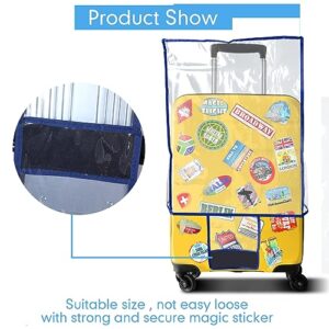 3 Pcs PVC Luggage Cover Waterproof Transparent Suitcase Cover Thicken Luggage Protector for Travel, Fits 20" 24'' 28" Luggage (Navy Blue)