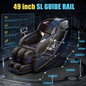 Luxury Massage Chair Full Body, Ergonomic SL-Track Zero Gravity Chairs with Mat Recliner, Back Heating, AI Voice Control, Thai Stretch, Bluetooth Speaker, Airbags, Deep Tissue Massage Black & Brown