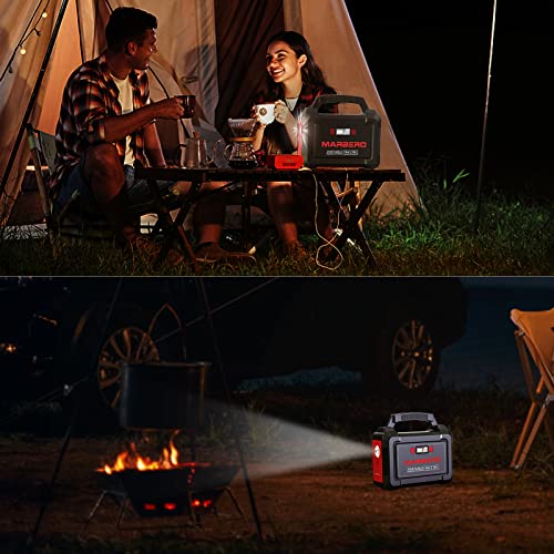 MARBERO Solar Generator 300W Portable Power Station 296Wh with 30W Solar Panel Included with DC, AC, USB A, USB C, Flashlights for Camping, Home, Outdoor, Office, School, Emergency