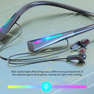 Cagogo RGB Atmosphere Light in Ear Wireless HiFi Sports Bluetooth Headset Neckband Bluetooth 5.3 Headphones Active Noise Reduction Ear Buds USB Rechargeable 50H Long Playtime