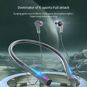 Cagogo RGB Atmosphere Light in Ear Wireless HiFi Sports Bluetooth Headset Neckband Bluetooth 5.3 Headphones Active Noise Reduction Ear Buds USB Rechargeable 50H Long Playtime