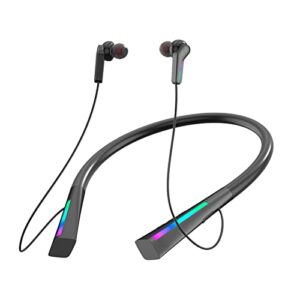 Cagogo RGB Atmosphere Light in Ear Wireless HiFi Sports Bluetooth Headset Neckband Bluetooth 5.3 Headphones Active Noise Reduction Ear Buds USB Rechargeable 50H Long Playtime