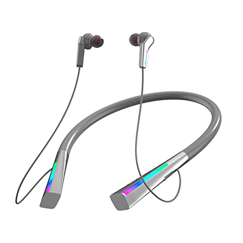 Cagogo RGB Atmosphere Light in Ear Wireless HiFi Sports Bluetooth Headset Neckband Bluetooth 5.3 Headphones Active Noise Reduction Ear Buds USB Rechargeable 50H Long Playtime