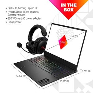 HP OMEN Transcend 16 inch Laptop, WQXGA 240Hz Display, 7ms Response Time, 13th Generation Intel i7-13700HX, 16 GB RAM, 512 GB SSD, NVIDIA GeForce RTX 4070 GPU (8 GB), 16-u0020nr (2023), Shadow Black