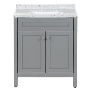 spring mill cabinets d30v40010 marilla freestanding bathroom vanity with 2-door cabinet and silver ash countertop with white sink, sterling