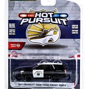 2021 Chevy Tahoe Police Pursuit Vehicle (PPV) Black & White California Highway Patrol Hot Pursuit 1/64 Diecast Model Car by Greenlight 43010 F