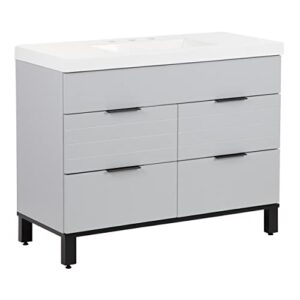 Spring Mill Cabinets D42V40259 Mayim Freestanding Bathroom Vanity with 4 Drawers and White Sink Top, Pearl Grey