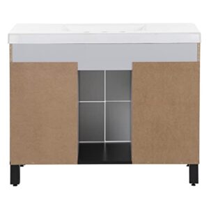 Spring Mill Cabinets D42V40259 Mayim Freestanding Bathroom Vanity with 4 Drawers and White Sink Top, Pearl Grey