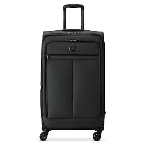 delsey paris sky lite softside expandable luggage with spinner wheels, black, checked-large 28 inch