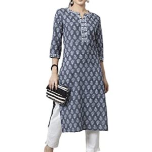 ROYALINK Indian Women's Tunic Tops Cotton Kurta for girls (as1, alpha, x_l, regular, regular) Grey