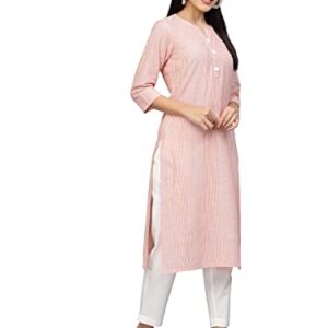 ROYALINK Women Indian Party wear Indian Women's Tunic Tops Cotton Peach Kurta for girls (as1, alpha, m, regular, regular)