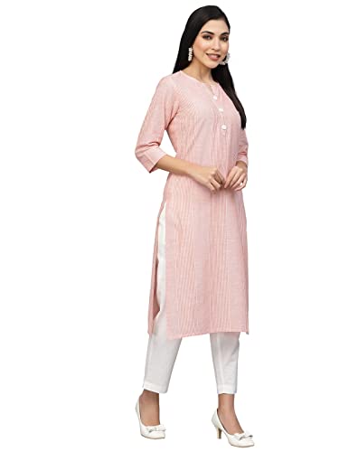 ROYALINK Women Indian Party wear Indian Women's Tunic Tops Cotton Peach Kurta for girls (as1, alpha, m, regular, regular)