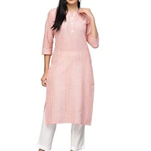 ROYALINK Women Indian Party wear Indian Women's Tunic Tops Cotton Peach Kurta for girls (as1, alpha, m, regular, regular)