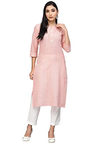 ROYALINK Women Indian Party wear Indian Women's Tunic Tops Cotton Peach Kurta for girls (as1, alpha, m, regular, regular)