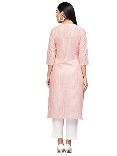 ROYALINK Women Indian Party wear Indian Women's Tunic Tops Cotton Peach Kurta for girls (as1, alpha, m, regular, regular)