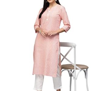 ROYALINK Women Indian Party wear Indian Women's Tunic Tops Cotton Peach Kurta for girls (as1, alpha, m, regular, regular)