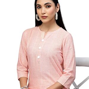 ROYALINK Women Indian Party wear Indian Women's Tunic Tops Cotton Peach Kurta for girls (as1, alpha, m, regular, regular)