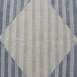 Casavani Hand Block Printed Cotton Dhurrie Striped Blue Tassel Rug Easy Care Washable Rugs for Doormat Entryway Living Room Bedroom Hallway Balcony 2x3 Feet