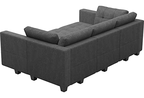 Belffin Convertible Sectional Sleeper Sofa Bed Modular Sofa Sleeper Couch Set with Storage Seat Modular Sectional Couch Bed Dark Grey