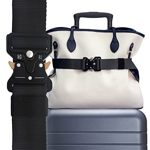 Travel Belt for Luggage - Stylish & Adjustable Add a Bag Luggage Strap for Carry On Bag - Airport Travel Accessories for Women & Men (1PCS Black)