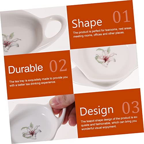 Cabilock 4pcs Ceramic Tea Bag Saucer Coffee Coasters Coffee Decor Cabinet Decor Tea Bag Holders Ceramic Ketchup Saucer Tea Bag Rest Tea Bag Trays Teabags Organizer Dipping Dishes White Gift