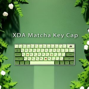 JOMGBB Matcha Japanese Keycaps,PBT Keycaps,125 Key Custom Keycap,XDA Profile,Dye Sublimation,Compatible with Gateron,Kailh,Cherry MX Switches（Only keycaps） (Green)