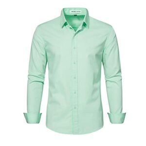 muse fath men's solid designer clothes-casual long sleeve shirt-button up wedding dress shirt-light green-xs