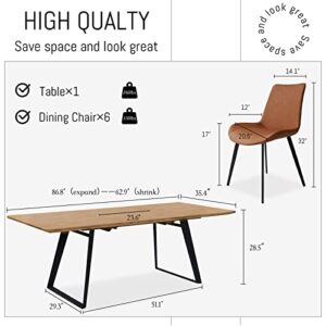 ZckyCine Modern mid-Century Dining Table Dining Room Table and Chairs for 4 Rectangular Wooden Dining Table Extendable Dining Table Space-Saving Multifunctional Dining Table