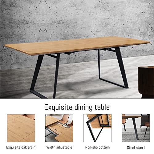 ZckyCine Modern mid-Century Dining Table Dining Room Table and Chairs for 4 Rectangular Wooden Dining Table Extendable Dining Table Space-Saving Multifunctional Dining Table