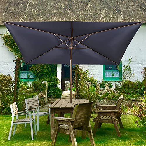 NOWENSOL Patio Umbrella Rectangular Outdoor Table Umbrella with Crank & Push Button Tilt for Terrace, Backyard, Garden, Courtyard, Swimming Pool, Lawn, 6.5x10ft (Navy Blue)