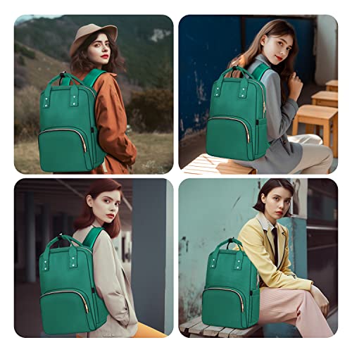 Travel Fashion Backpack Women, Cute Laptop Backpack Purse, Computer Backpack 15.6 Inch, Stylish Laptop Backpack Women, Lightweight College Teacher Nurse Bag, Waterproof Business Daypack, Dark Green