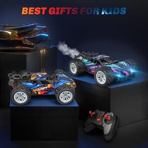 Remote Control Car for Boys 4-7, Rc Cars Monster Trucks for Boys, 2.4GHz Spray Hobby Rc Racing Car, 1/20 High Speed Off Road Rc Truck with Rechargeable Batteries,Boys Toys for 3 4 5 6 7 8 Year Old