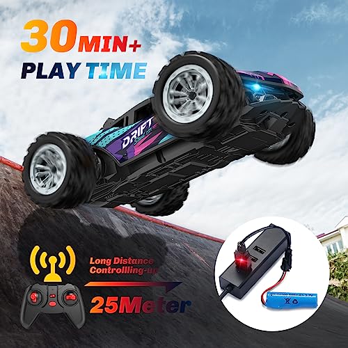 Remote Control Car for Boys 4-7, Rc Cars Monster Trucks for Boys, 2.4GHz Spray Hobby Rc Racing Car, 1/20 High Speed Off Road Rc Truck with Rechargeable Batteries,Boys Toys for 3 4 5 6 7 8 Year Old