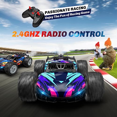 Remote Control Car for Boys 4-7, Rc Cars Monster Trucks for Boys, 2.4GHz Spray Hobby Rc Racing Car, 1/20 High Speed Off Road Rc Truck with Rechargeable Batteries,Boys Toys for 3 4 5 6 7 8 Year Old