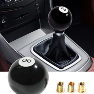 ESEWALAS 8 Ball Billiard Round Manual Gear Shift Lever Shifter Knob with 3 Adapters,Universal Gear Shift Stick Shifter Knob Lever Cover 4 5 6 Speed,Fit for Manual Car M8*1.25, M10*1.25, M10*1.5