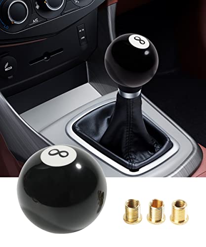 ESEWALAS 8 Ball Billiard Round Manual Gear Shift Lever Shifter Knob with 3 Adapters,Universal Gear Shift Stick Shifter Knob Lever Cover 4 5 6 Speed,Fit for Manual Car M8*1.25, M10*1.25, M10*1.5