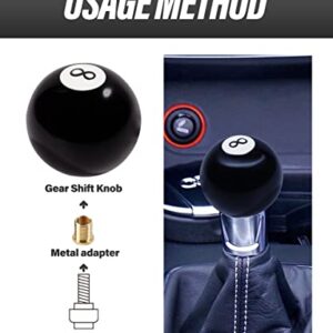 ESEWALAS 8 Ball Billiard Round Manual Gear Shift Lever Shifter Knob with 3 Adapters,Universal Gear Shift Stick Shifter Knob Lever Cover 4 5 6 Speed,Fit for Manual Car M8*1.25, M10*1.25, M10*1.5