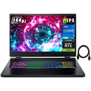 acer nitro 5 gaming laptop 17.3" fhd ips 144hz gamer laptops, intel 12 cores i5-12500h up to 4.5ghz, geforce rtx 3050, 8gb ram, 512gb ssd, rgb backlit keyboard, windows 11, with hdmi cable