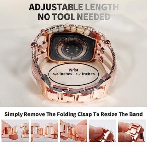 DamonLight Beaded Boho Watch Bracelet Band Compatible with Apple Watch Band Women 38mm 40mm 41mm, Compatible for iWatch Series Ultra 8 7 6 5 4 3 2 6 1 SE (Rose Gold, 38/40/41MM)