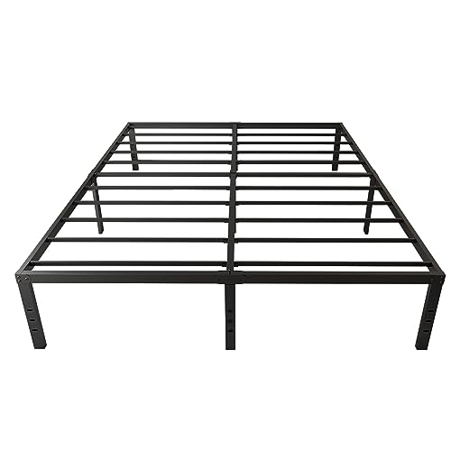 Yedop 14 Inch Full Size Metal Bed Frames, No Box Spring Needed, 2500 lbs Heavy Duty Steel Slat Support, Non-Slip and Noise Free, Full Platform Metal Bed Frame, Adult, Black