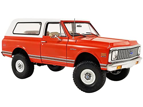 1972 Chevy K5 Blazer Red with White Top Highlander Edition Limited Edition to 690 Pieces Worldwide 1/18 Diecast Model Car by Acme A1807711