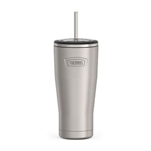 icon series by thermos stainless steel cold tumbler with straw, 24 ounce, matte stainless steel