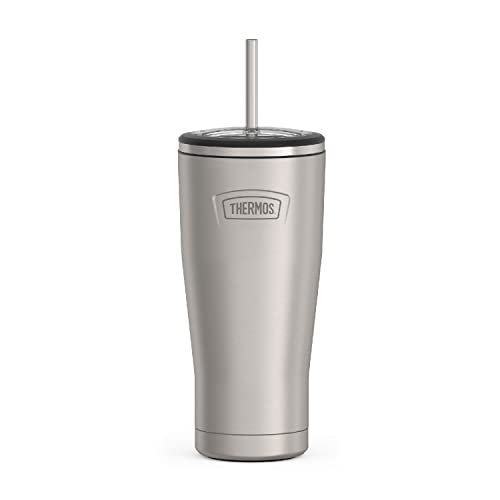 ICON SERIES BY THERMOS Stainless Steel Cold Tumbler with Straw, 24 Ounce, Matte Stainless Steel