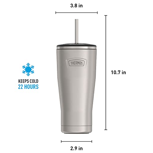 ICON SERIES BY THERMOS Stainless Steel Cold Tumbler with Straw, 24 Ounce, Matte Stainless Steel