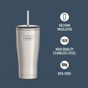 ICON SERIES BY THERMOS Stainless Steel Cold Tumbler with Straw, 24 Ounce, Matte Stainless Steel